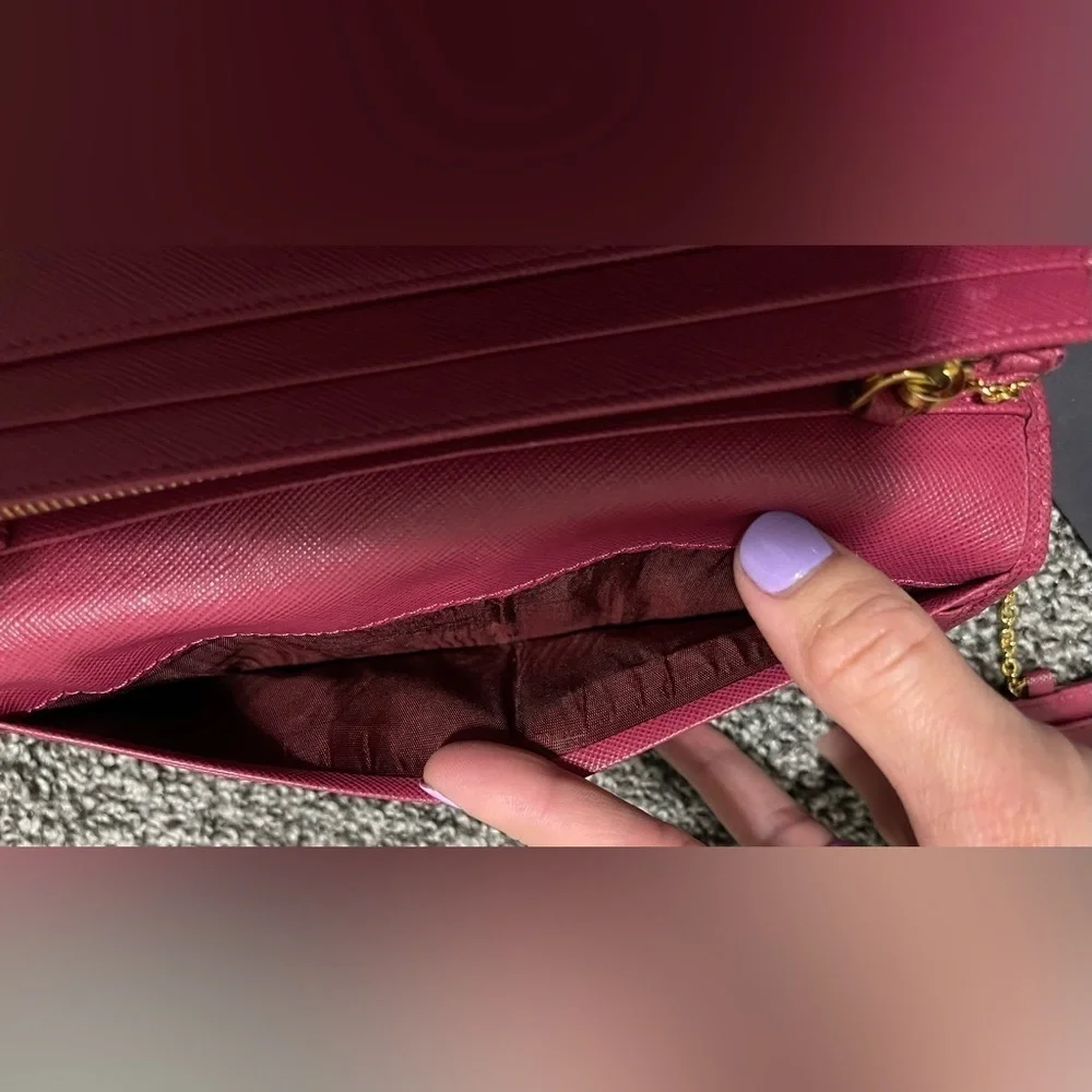 Prada Saffiano leather continental long wallet with COA